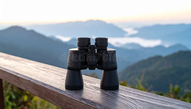 Binoculars mountain view